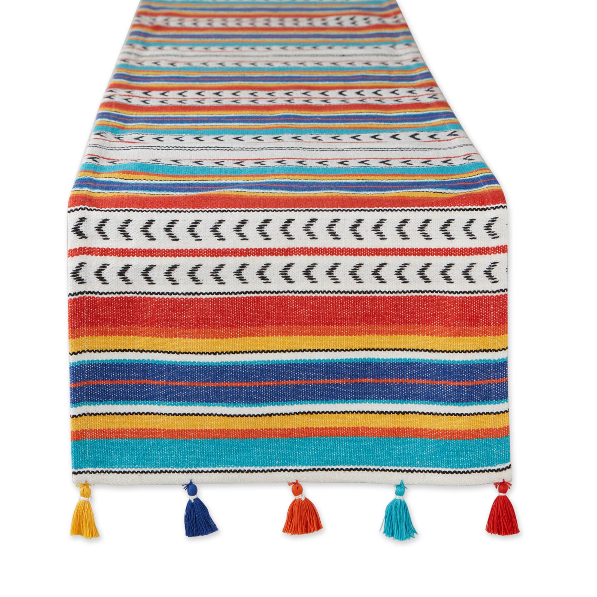 Picante Stripe Tassel Table Runner 13" x 72"